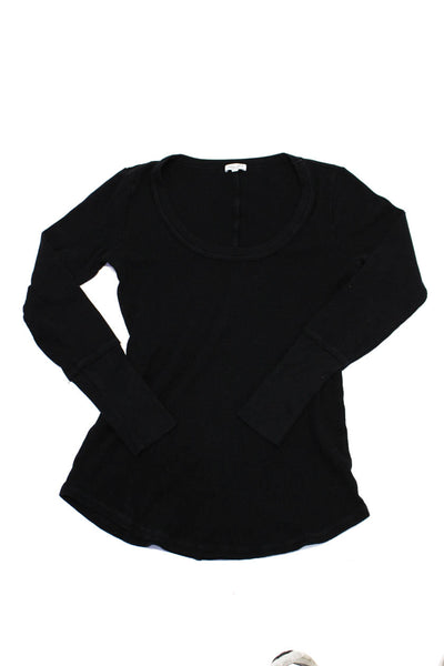 Splendid Women's Round Neck Long Sleeves Basic T-Shirt Black Size M Lot 4