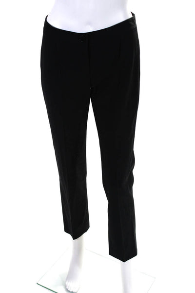 Theory Womens Wool Mid Rise Zip Up Straight Leg Pants Trousers Black Size 2