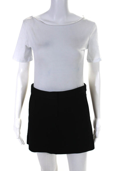 Theory Womens Stretch Mid Rise Zip Up A-Line Mini Short Skirt Black Size 2