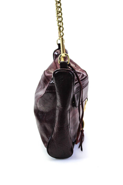 Rebecca Minkoff Womens Leather Gold Tone Shoulder Handbag Dark Purple
