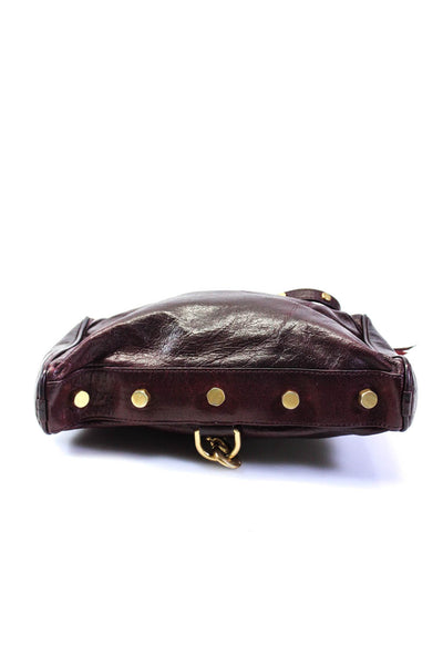 Rebecca Minkoff Womens Leather Gold Tone Shoulder Handbag Dark Purple