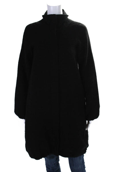 Theory Womens Tweed Full Zipper Bianka Coat Black Cotton Blend Size Petite