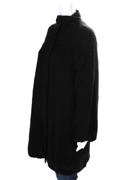 Theory Womens Tweed Full Zipper Bianka Coat Black Cotton Blend Size Petite