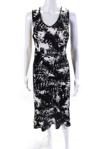 Marc New York Womens Abstract Print Asymmetrical Hem Midi Dress Black Size 14