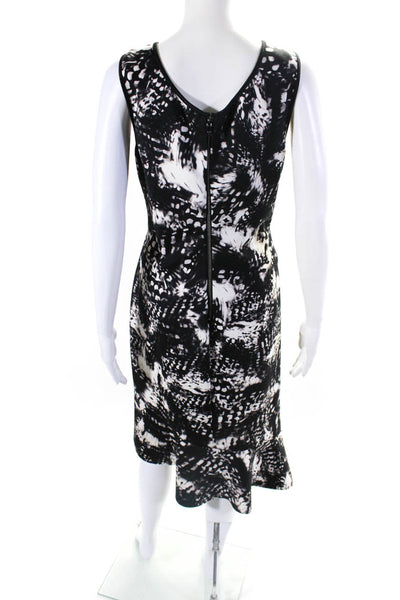 Marc New York Womens Abstract Print Asymmetrical Hem Midi Dress Black Size 14