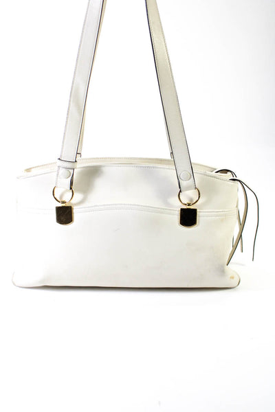 Gucci Womens Leather Interlocking GG Zip Top Arli Shoulder Bag White Large Handb