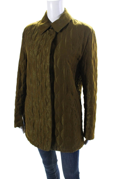 Allegri Womens Quilted Textured Button Down Jacket Green Size EUR 42