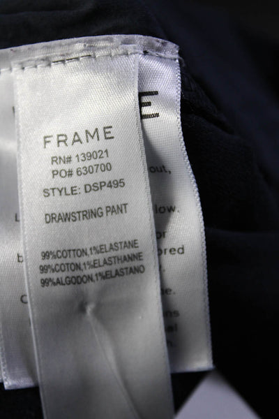 Frame Womens Drawstring Waist High Rise Pants Navy Blue Cotton Size Large