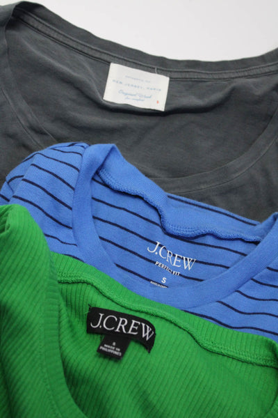 J Crew Womens Long Sleeves Tee Shirts Blue Green Gray Cotton Size Small Lot 3