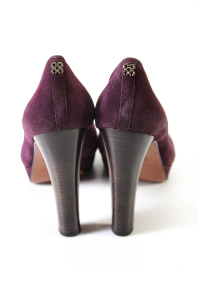 Coach Womens Suede Platform Peep Toe Pumps Purple Size 8