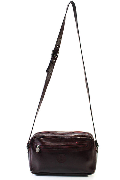 Fendi Womens Leather Monogram Zip Closure Crossbody Bag Burgundy Size S