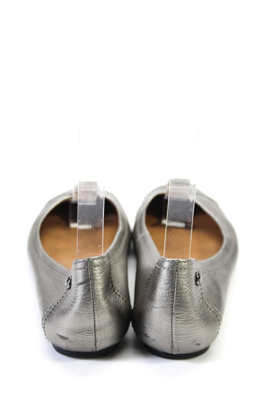 Coach Womens Leather Round Toe Slip On Flats Gray Size 6