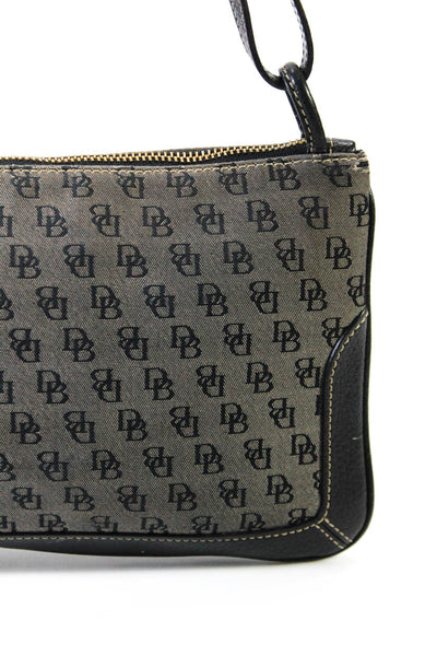 Dooney & Bourke Womens Monogram Canvas Leather Trim Shoulder Bag Black Size S