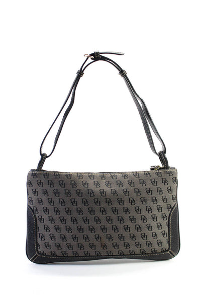 Dooney & Bourke Womens Monogram Canvas Leather Trim Shoulder Bag Black Size S