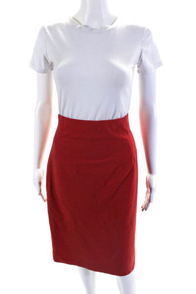 Piazza Sempione Womens Wool Darted High Waist Zipped Midi Skirt Red Size EUR42