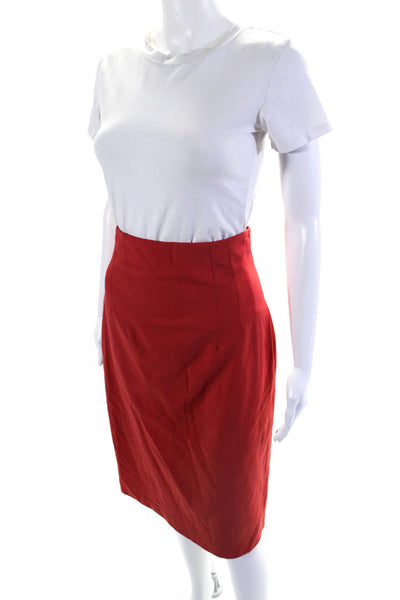 Piazza Sempione Womens Wool Darted High Waist Zipped Midi Skirt Red Size EUR42