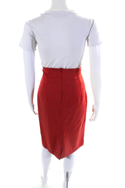 Piazza Sempione Womens Wool Darted High Waist Zipped Midi Skirt Red Size EUR42