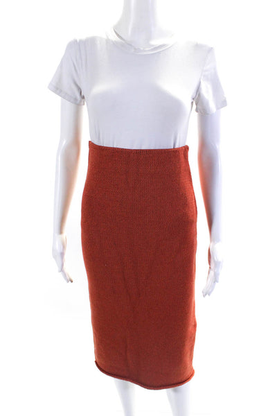 COS Womens Linen Textured Elastic Waist Slip-On Straight Skirt Orange Size XS