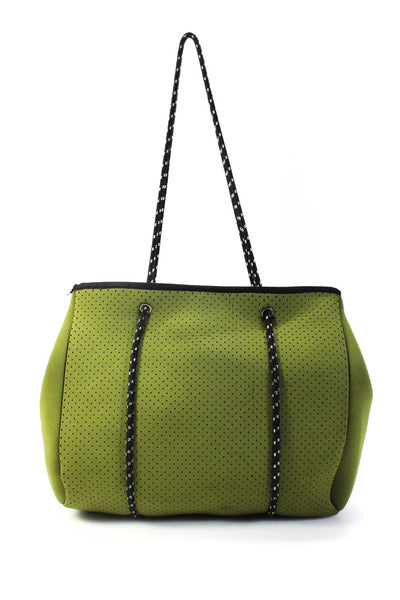 Punch Womens Perforated Neoprene Parachute Cord Tote Handbag Olive Green