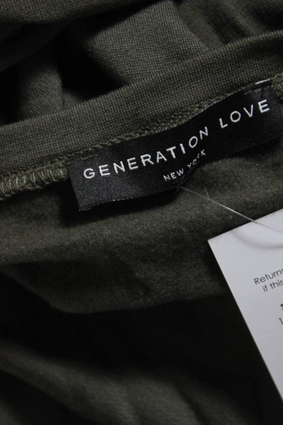 Generation Love Womens Long Sleeve Lace Up Cut Off Hem Shirt Olive Green Size M