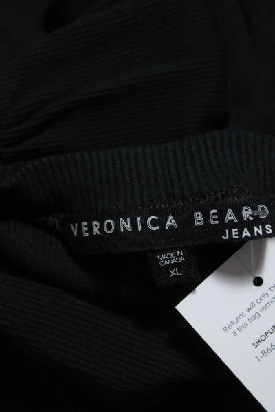 Veronica Beard Womens Cotton Ribbed Knit Long Sleeve Layered Shirt Black Size XL