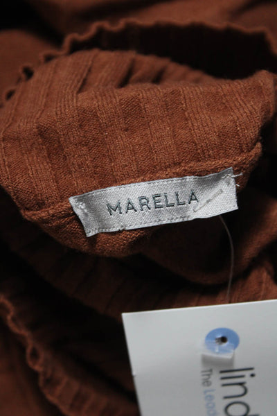 Marella Womens Cabkle-Knit Split Hem Long Sleeve Turtleneck Top Orange Size L