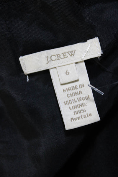 J Crew Womens Wool Cap Sleeve Scoop Neck Zip Up Shift Dress Black Size 6