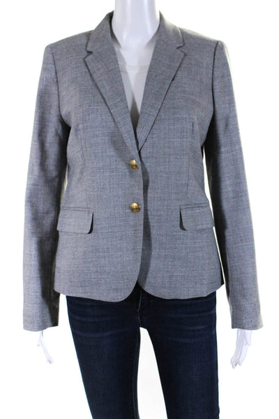 J Crew Womens Wool Notched Collar Button Up Jacket Blazer Light Gray Size 6