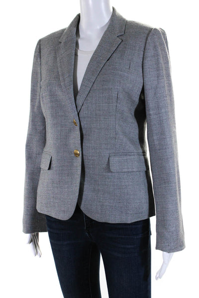 J Crew Womens Wool Notched Collar Button Up Jacket Blazer Light Gray Size 6