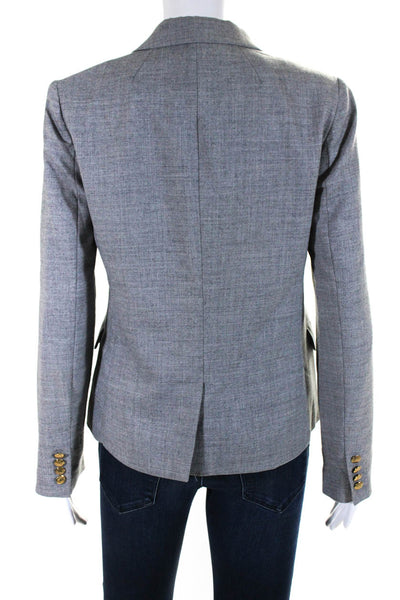 J Crew Womens Wool Notched Collar Button Up Jacket Blazer Light Gray Size 6