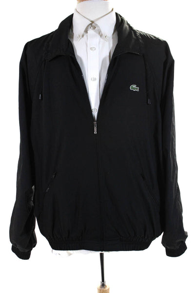 Lacoste Mens Long Sleeve Front Zip Collared Logo Light Jacket Black Size 6