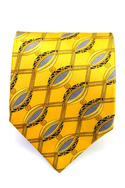 Gianni Versace Mens Silk Abstract Print Wrap Classic Tie Yellow Size One Size