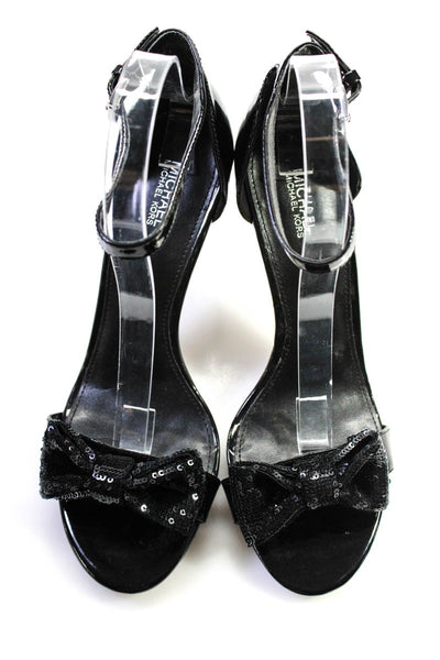 Michael Michael Kors Womens Sequined Bow Tied Stiletto Heels Black Size 8.5