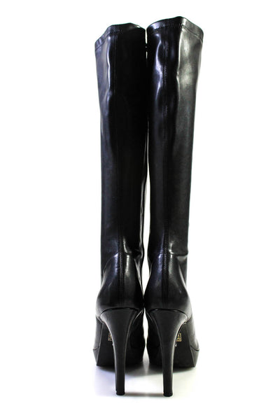 ALDO Womens Leather Platform Stiletto Heels Mid-Calf Boots Black Size EUR39