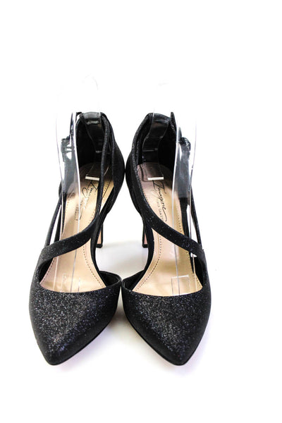 Vince Camuto Womens Glitter Sparkle D'Orsay Pointed Toe High Heels Black Size 5M