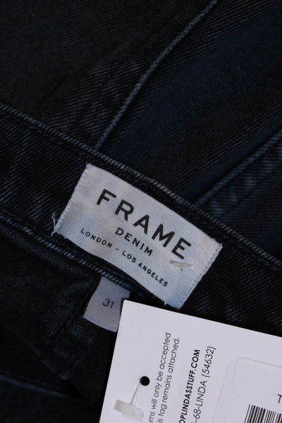 Frame Women's Button Closure Five Pockets Straight Leg Denim Pant Black Size 31