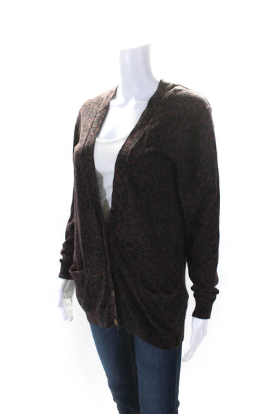 Marc By Marc Jacobs Womens Abstract Button Up Cardigan Sweater Burgundy Size S