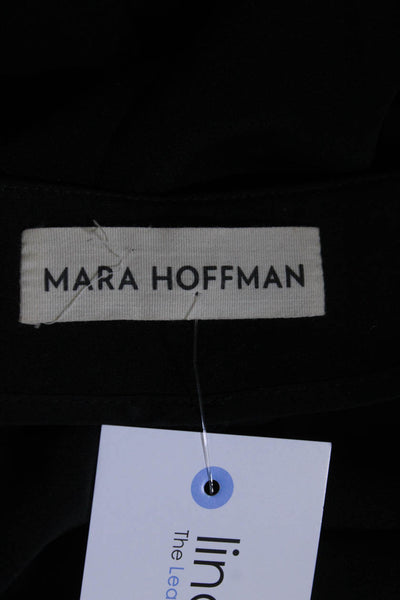 Mara Hoffman Womens Long Sleeve Open Back V Neck Jumpsuit Black Size Small