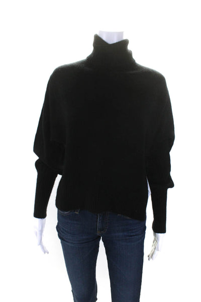 Marissa Webb Womens Long Sleeve Cashmere Cropped Turtleneck Sweater Black XS