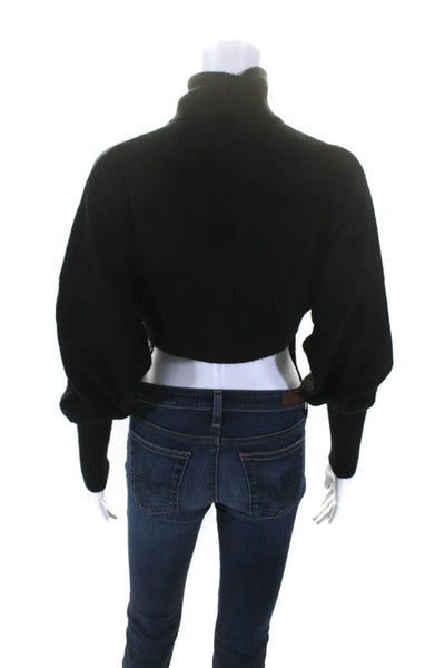 Marissa Webb Womens Long Sleeve Cashmere Cropped Turtleneck Sweater Black XS