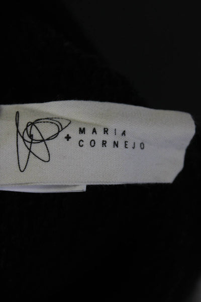 Maria + Cornejo Womens Oversized Pocket Front V Neck Sweater Black Size Small