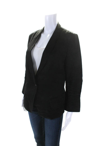 Nicole Farhi Womens Single Button Collared V Neck Blazer Jacket Black Size 6