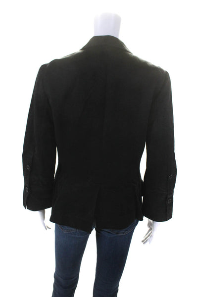 Nicole Farhi Womens Single Button Collared V Neck Blazer Jacket Black Size 6