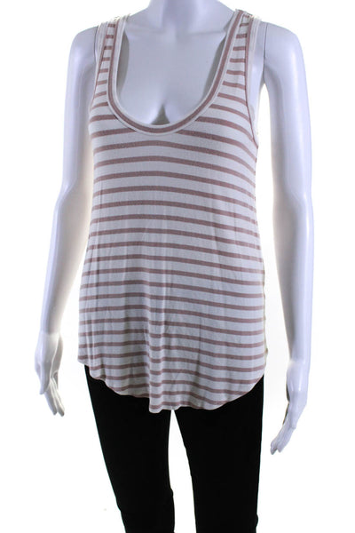 Zimmermann Womens Striped Scoop Neck Tank Top White Beige Size 0