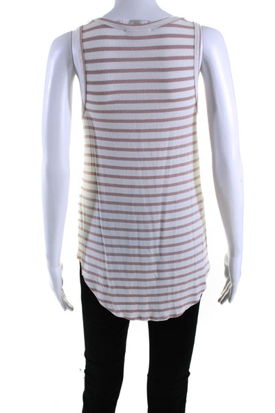 Zimmermann Womens Striped Scoop Neck Tank Top White Beige Size 0