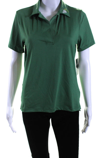 Tuckernuck Women's Collared Short Sleeves Slit Hem Blouse Green Size XS