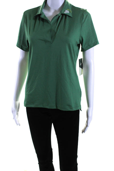 Tuckernuck Women's Collared Short Sleeves Slit Hem Blouse Green Size XS