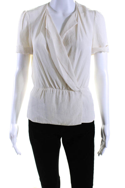 Isabel Marant Women's V-Neck Short Sleeves Silk Blouse Beige Size  36