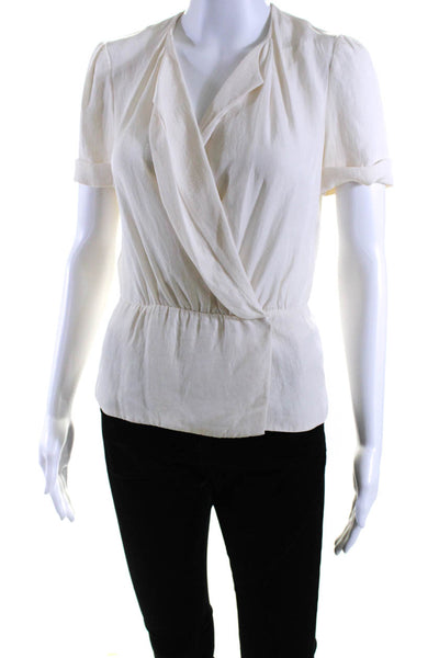 Isabel Marant Women's V-Neck Short Sleeves Silk Blouse Beige Size  36