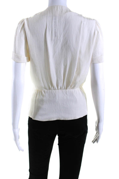 Isabel Marant Women's V-Neck Short Sleeves Silk Blouse Beige Size  36